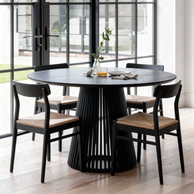Willow Black Dining Table Set - 4 Seater - Faye Black Dining Chairs - image 1