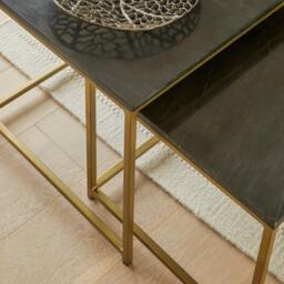 Nara Real Marble Nest of Tables - Gold Frame - thumbnail 2