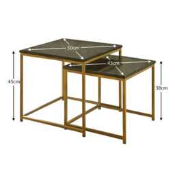 Nara Real Marble Nest of Tables - Gold Frame - thumbnail 5