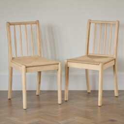 Farren Whitewash Oval Dining Table Set - 6 Seater - Tilly Woven Dining Chairs - Whitewash Oak Legs - thumbnail 4