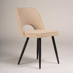 Levi Mango Wood Round Dining Table Set - 4 Seater - Dolly Boucle Dining Chairs - Black Legs - thumbnail 3