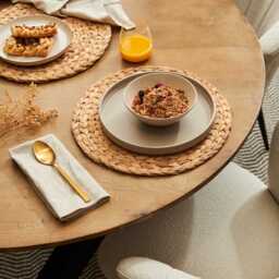 Levi Mango Wood Round Dining Table Set - 4 Seater - Dolly Boucle Dining Chairs - Black Legs - thumbnail 5