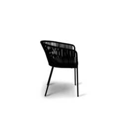 Lennox Table with 6 Hali Black Dining Chairs & Grey LED Premium Parasol - thumbnail 6