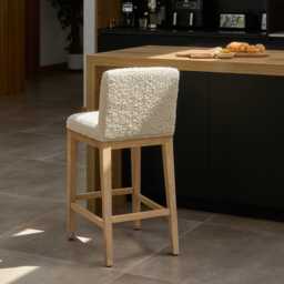 Nolan Boucle Bar Stool - Whitewash Oak Legs - thumbnail 4