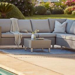 Aria Rattan Garden Coffee Table - Light Grey - thumbnail 2