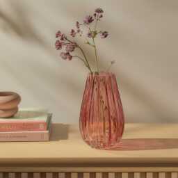 Veneto 20cm Glass Vase - Cerise - thumbnail 1