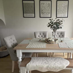 Louis Soft Beige Dining Chairs - Set of 2 - Whitewash Legs - thumbnail 2