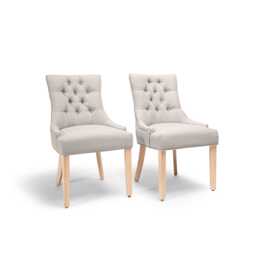 Louis Soft Beige Dining Chairs - Set of 2 - Whitewash Legs