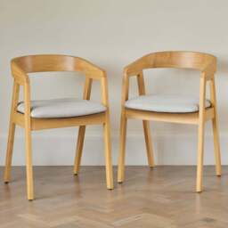 Paul Pale Oak Extending Dining Table Set - 4 Seater - Ella Fawn Linen Carver Chairs - Pale Oak legs - thumbnail 3
