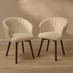 Arabella Light Beige Boucle Dining Chairs - Set of 2 - Black Oak Legs - thumbnail 4