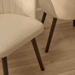 Arabella Light Beige Boucle Dining Chairs - Set of 2 - Black Oak Legs - thumbnail 2
