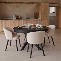 Arabella Light Beige Boucle Dining Chairs - Set of 2 - Black Oak Legs - thumbnail 6