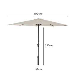 Cream LED Parasol - 2.7m Round with Raincover - thumbnail 4