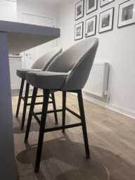 Marilyn Soft Beige Bar Stool - Black Oak Legs - thumbnail 5