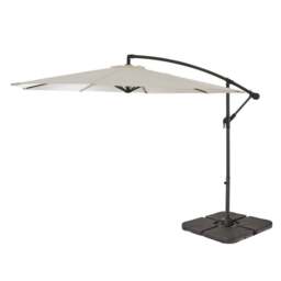 Cream Lean Over Parasol - 2.9m Round with Quartered Black Base