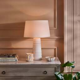 Burleigh 43cm White Ceramic Table Lamp Base & Coningsby Snow White Cotton Lampshade - 35cm - thumbnail 2