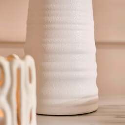Burleigh 43cm White Ceramic Table Lamp Base & Coningsby Snow White Cotton Lampshade - 35cm - thumbnail 3