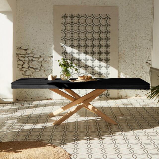 Amelia Black Wood Dining Table - Extendable - Whitewash Legs - image 1