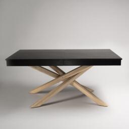 Amelia Black Wood Dining Table - Extendable - Whitewash Legs - thumbnail 2