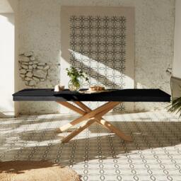 Amelia Black Wood Dining Table - Extendable - Whitewash Legs - thumbnail 1