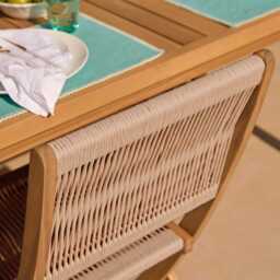 Harlyn 4 Seater Wooden Garden Dining Set with Cove Natural Chairs - 160cm - thumbnail 5