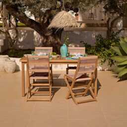 Harlyn 4 Seater Wooden Garden Dining Set with Cove Natural Chairs - 160cm - thumbnail 2