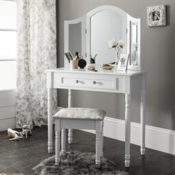 Sienna White Dressing Table with Mirror & Stool - thumbnail 1