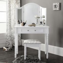 Sienna White Dressing Table with Mirror & Stool - thumbnail 2