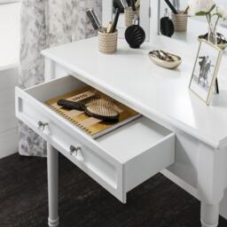 Sienna White Dressing Table with Mirror & Stool - thumbnail 3