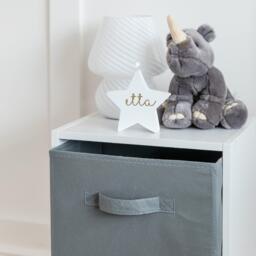 Cara 2 Tier Storage Unit / Chalk White Bookcase with Grey Boxes - thumbnail 4