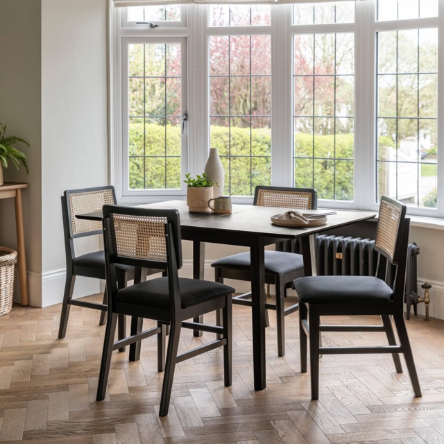 Charlie Black Oak Dining Table Set  - Extendable - 4 Seater - Charlie Dining Chairs - image 1