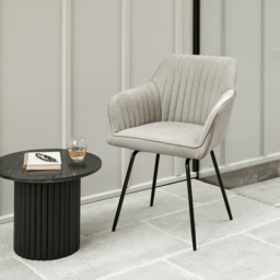 Darcy Office Swivel Chair - Soft Beige with Black legs - thumbnail 4