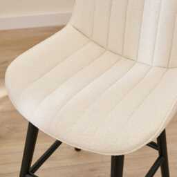 Bella Light Beige Boucle Bar Stool - Black Oak Legs - thumbnail 3