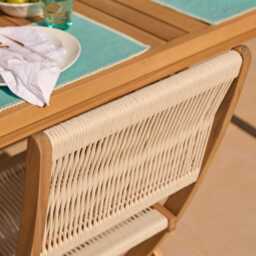 Harlyn 4 Seater Wooden Garden Dining Set with Cove Beige Chairs - 160cm - thumbnail 5