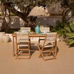 Harlyn 4 Seater Wooden Garden Dining Set with Cove Beige Chairs - 160cm - thumbnail 2