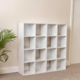 Cara 16 Cube Storage Unit - Chalk White - Two 8x2 Units - thumbnail 3