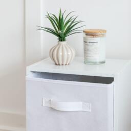 Cara 2 Tier Storage Unit / Chalk White Bookcase with White Boxes - thumbnail 4