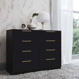 Essie 3 Piece Bedroom Set - 8 Chest of Drawers - Pitch Black - thumbnail 4