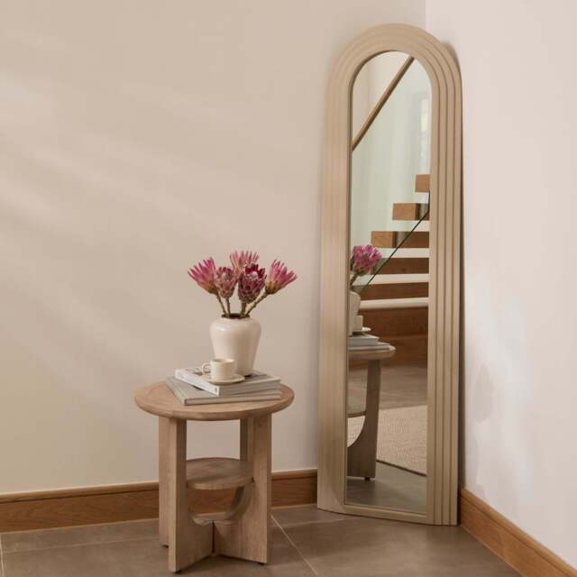 Kubu 170 x 50cm Wooden Arch Mirror - Taupe - image 1
