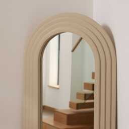 Kubu 170 x 50cm Wooden Arch Mirror - Taupe - thumbnail 3