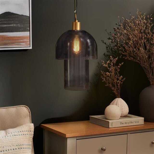 Sutton 31cm Pendant Light - Smoked Glass - image 1