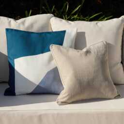 Salcombe 50x50cm Garden Cushion Cover - Teal and Cornflower Blue - thumbnail 2
