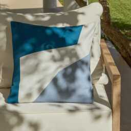 Salcombe 50x50cm Garden Cushion Cover - Teal and Cornflower Blue - thumbnail 1
