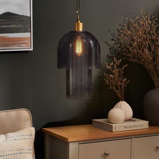 Sutton 42cm Pendant Light - Smoked Glass - image 1