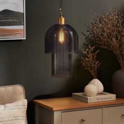 Sutton 42cm Pendant Light - Smoked Glass - thumbnail 1