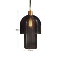 Sutton 42cm Pendant Light - Smoked Glass - thumbnail 3
