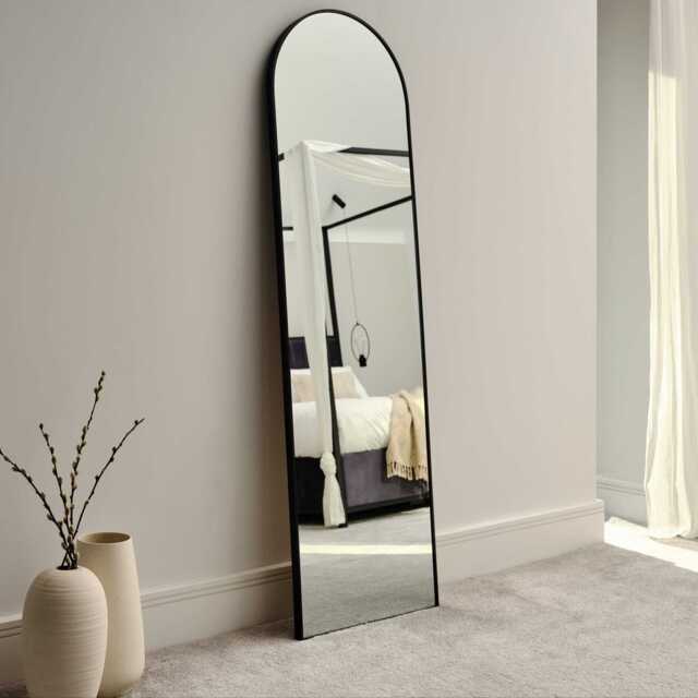 Ingham 140X40cm Metal Arch Mirror - Black - image 1