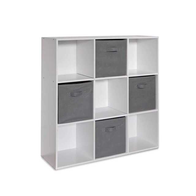 Cara 9 Cube Storage Unit & 4 Grey Handled Box Drawers - image 1