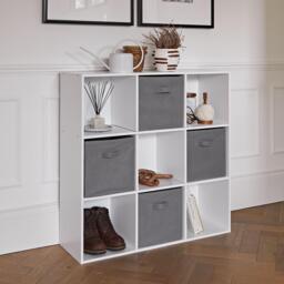 Cara 9 Cube Storage Unit & 4 Grey Handled Box Drawers - thumbnail 3