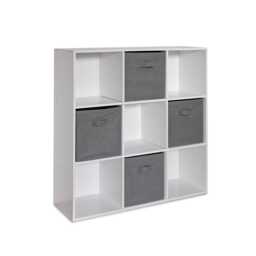 Cara 9 Cube Storage Unit & 4 Grey Handled Box Drawers - thumbnail 1